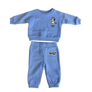 Bluey Baby Boy 2 Piece Pant Set 0-3 Months Embroidered Blue Infant New